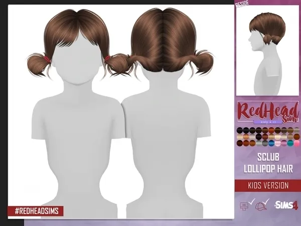 Alpha SCLUB LOLLIPOP HAIR KIDS VERSION by redheadsims - The Sims 4 custom content
