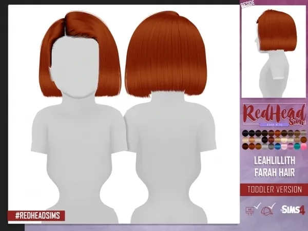 Alpha LEAH LILLITH FARAH HAIR TODDLER VERSION by redheadsims - The Sims 4 custom content