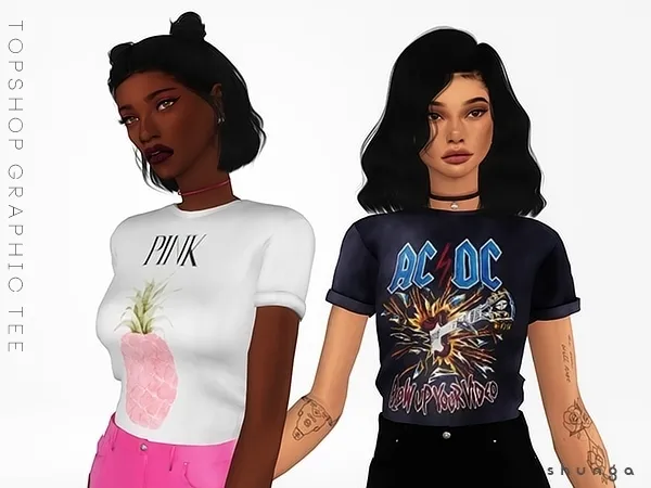 Alpha SHUNGA TOPSHOP Graphic Tee by shunga - The Sims 4 custom content