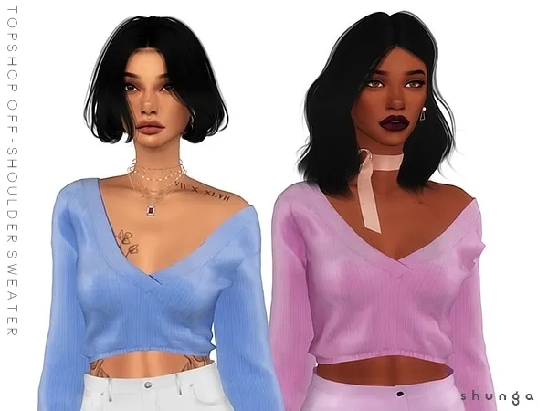 Alpha SHUNGA TOPSHOP Off Shoulder Sweater by shunga - The Sims 4 custom content