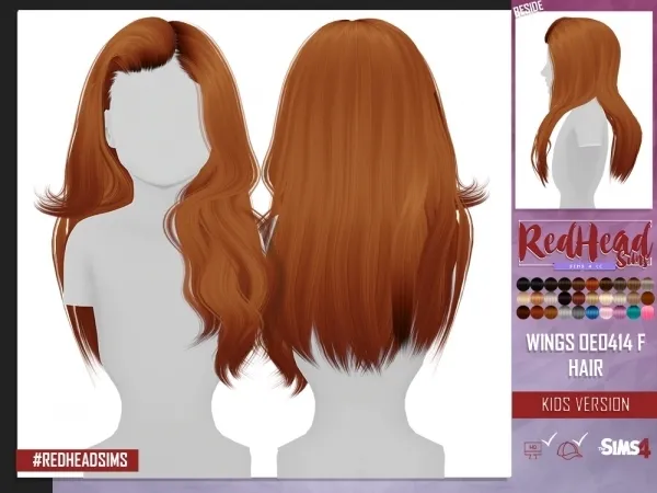 Alpha WINGS OE0414 HAIR KIDS VERSION by redheadsims - The Sims 4 custom content