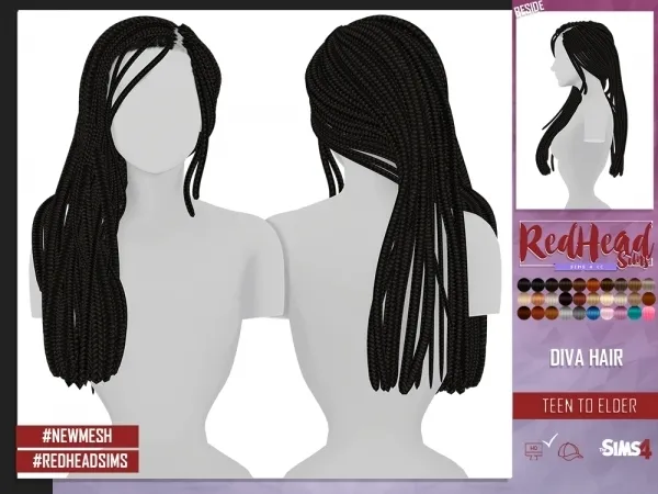 Alpha DIVA HAIR by redheadsims - The Sims 4 custom content
