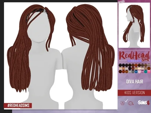 Alpha DIVA HAIR KIDS VERSION by redheadsims - The Sims 4 custom content