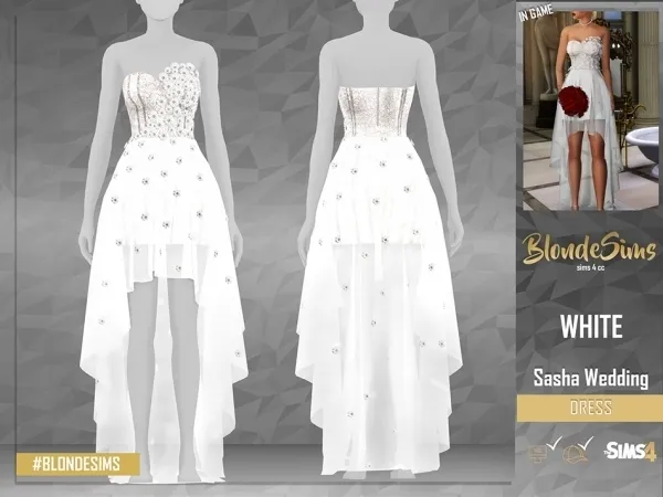 Alpha Sasha Wedding Dress by ruchellsims - The Sims 4 Custom Content