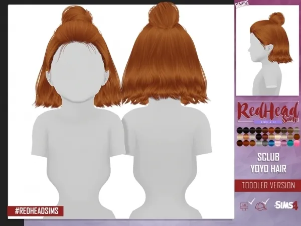 Alpha S CLUB YOYO HAIR TODDLER VERSION by redheadsims - The Sims 4 custom content