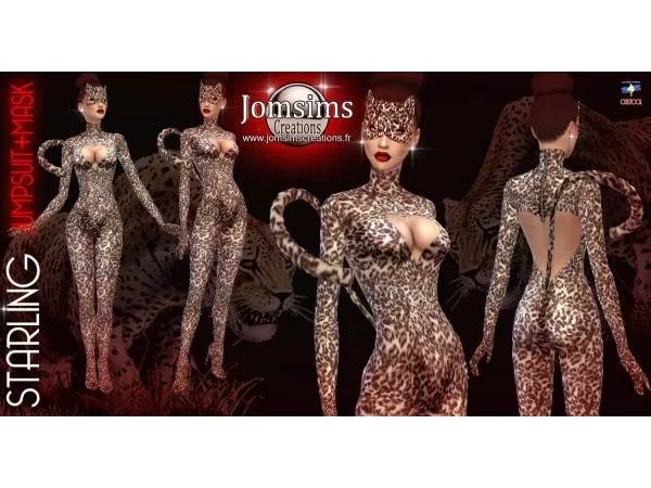 Alpha Starling set combi mask leopard by jomsimscreations - The Sims 4 Custom Content