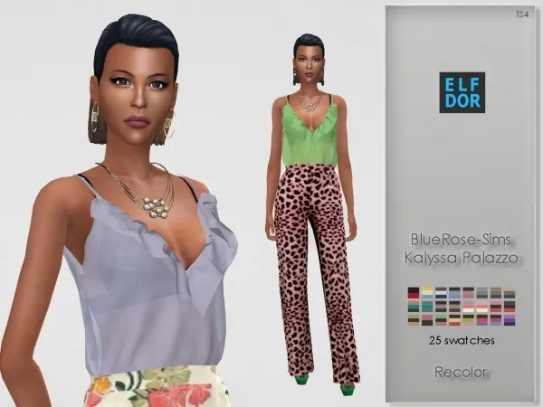 Alpha BlueRose Sims Kalyssa Palazzo Recolor by elfdor - The Sims 4 custom content