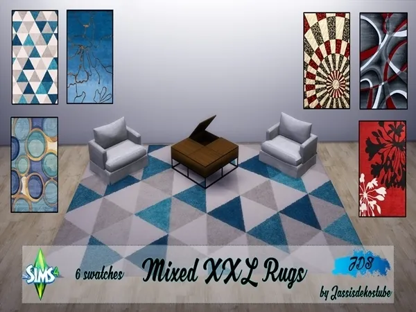 Alpha Mixed XXL Rugs - The Sims 4 Custom Content