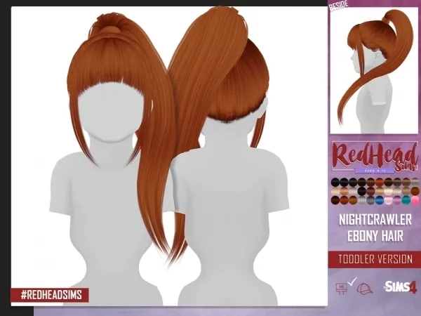 Alpha NIGHTCRAWLER EBONY HAIR TODDLER VERSION by redheadsims - The Sims 4 Custom Content