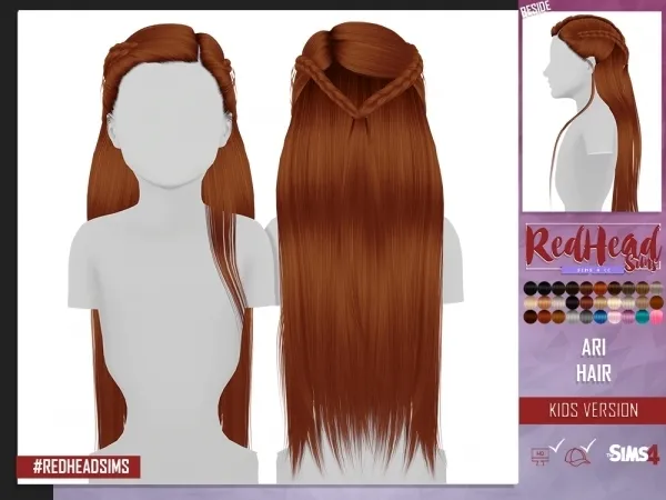 Alpha LEAH LILLITH ARI HAIR KIDS VERSION by redheadsims - The Sims 4 Custom Content