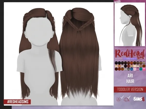 Alpha LEAH LILLITH ARI HAIR TODDLER VERSION by redheadsims - The Sims 4 Custom Content