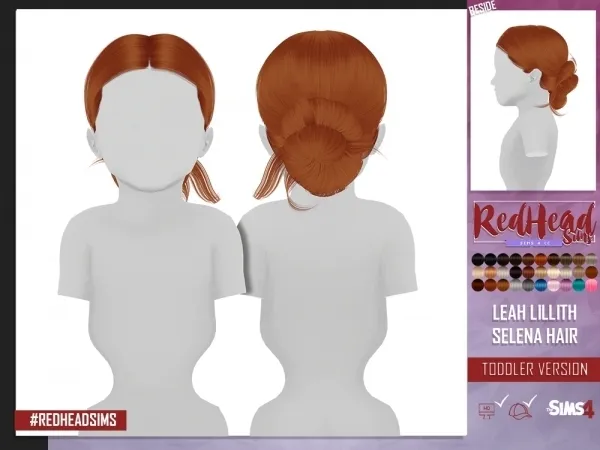 Alpha LEAH LILLITH SELENA HAIR TODDLER VERSION by redheadsims - The Sims 4 custom content