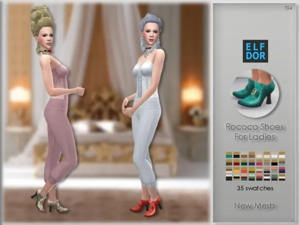 Alpha Rococo Shoes for Ladies or Shoes for Modern Witch by elfdor - The Sims 4 custom content