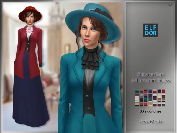 Maxis Match Edwardian Afternoon Dress by elfdor - The Sims 4 Custom Content