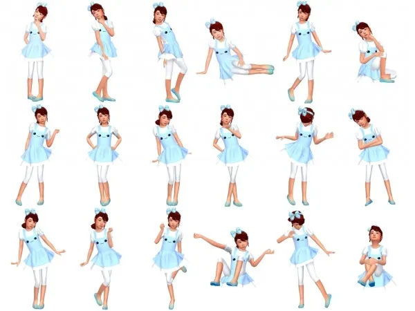 Alpha Model Poses for Kids by simsfinds - The Sims 4 Custom Content