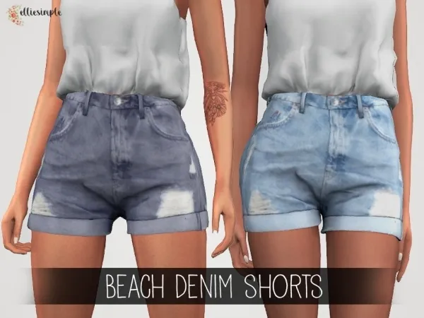 Alpha Elliesimple Beach Denim Shorts by elliesimple - The Sims 4 Custom Content