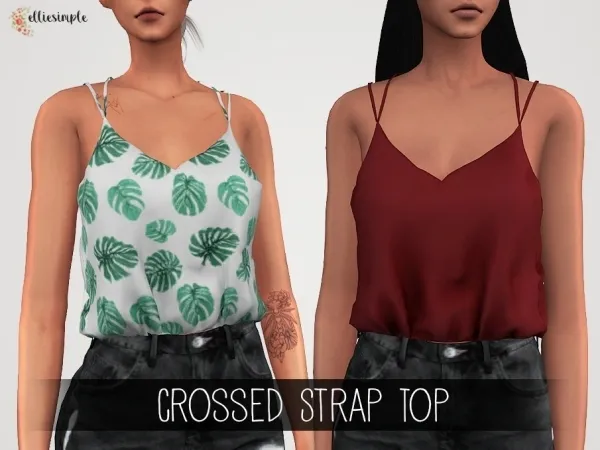 Alpha Elliesimple Crossed Strap Top by elliesimple - The Sims 4 Custom Content