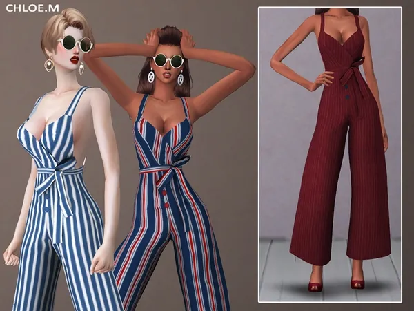 Alpha Jumpsuit with bowknot by thesimsresource - The Sims 4 Custom Content