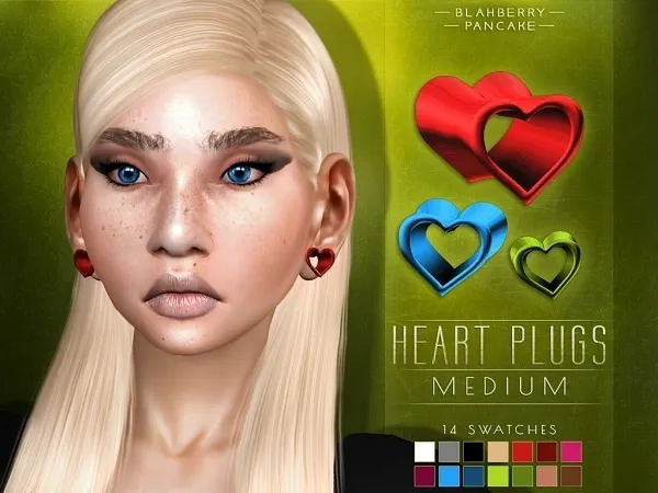 Alpha Medium Heart Ear Plugs Blahberry Pancake - The Sims 4 Custom Content