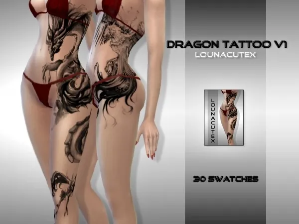 Mix Dragon Tattoo V1 Lounacutex by lounacutex - The Sims 4 custom content
