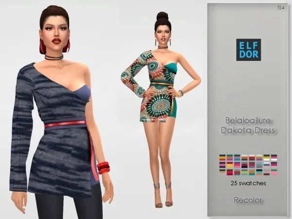 Alpha Belaloallure Dakota Dress Recolor by elfdor - The Sims 4 Custom Content