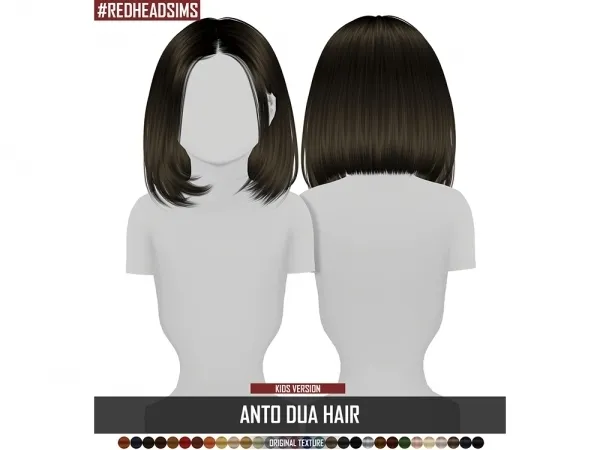 Alpha ANTO DUA HAIR KIDS VERSION by redheadsims - The Sims 4 Custom Content