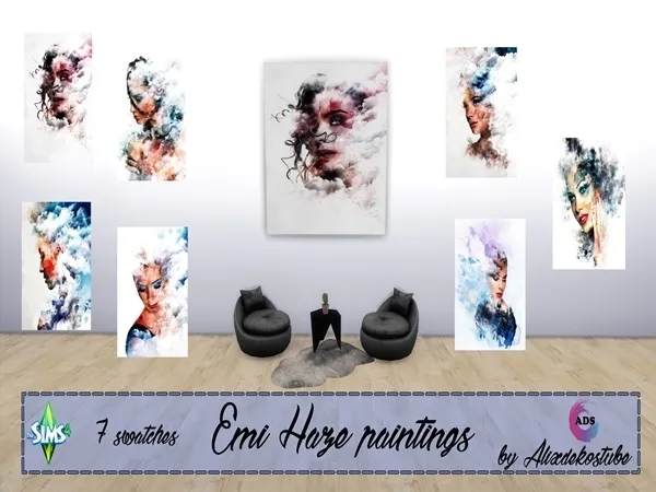 Alpha Emi Haze Paintings by alixdekostube - The Sims 4 Custom Content