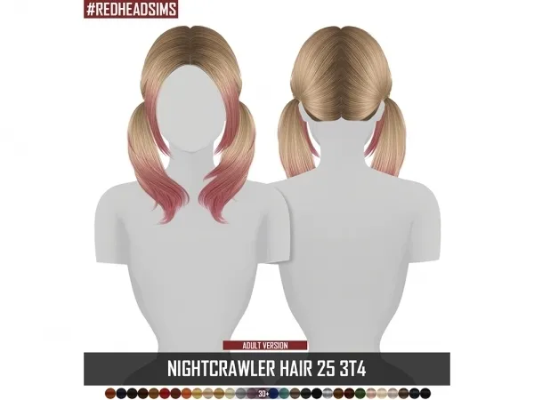 Alpha NIGHTCRAWLER HAIR 25 3T4 ADULT by redheadsims - The Sims 4 Custom Content