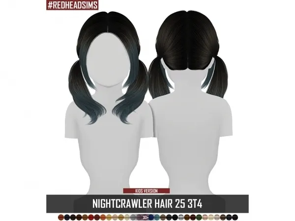 Alpha NIGHTCRAWLER HAIR 25 3T4 KIDS by redheadsims - The Sims 4 custom content