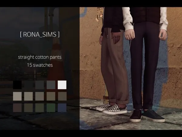 Alpha [RONA] straight cotton pants by simsfinds - The Sims 4 Custom Content