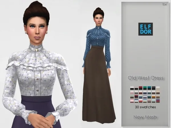 Alpha Old West Dress by elfdor - The Sims 4 Custom Content