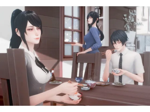 [Sims & Poses DL] Aishi Family (Chopsticks equipped ;)) by anlamveg