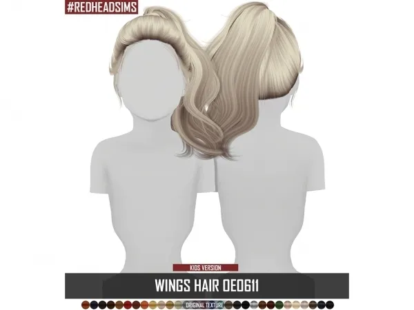 Alpha WINGS HAIR OE0611 KIDS - The Sims 4 Custom Content