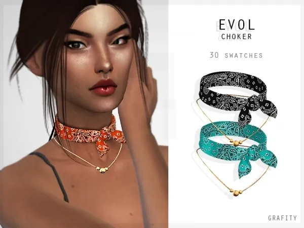 Alpha Evol Choker by grafity-cc - The Sims 4 Custom Content