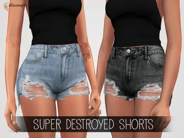 Alpha Elliesimple Super Destroyed Shorts by elliesimple - The Sims 4 Custom Content