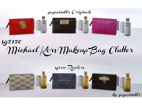 Alpha SG5150 MICHAEL KORS MAKEUP BAG CLUTTER by simsfinds - The Sims 4 Custom Content