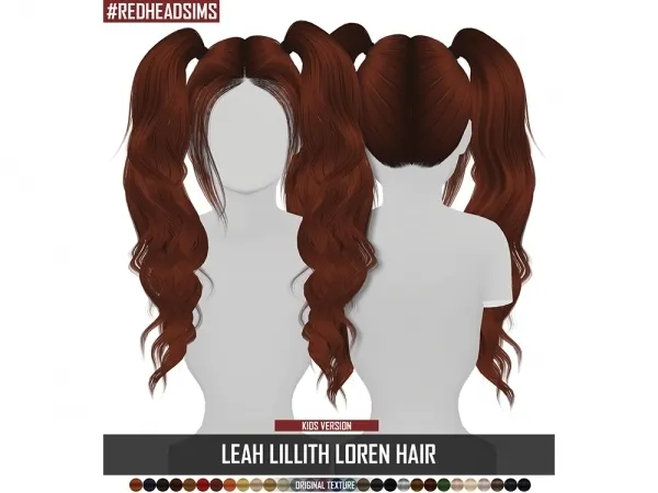 Alpha LEAH LILLITH LOREN HAIR KIDS VERSION by redheadsims - The Sims 4 Custom Content