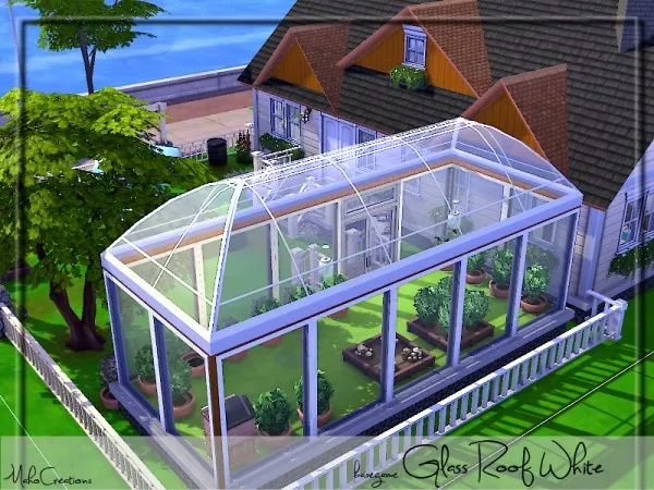Maxis Match Glass Roof White by simsfinds - The Sims 4 Custom Content