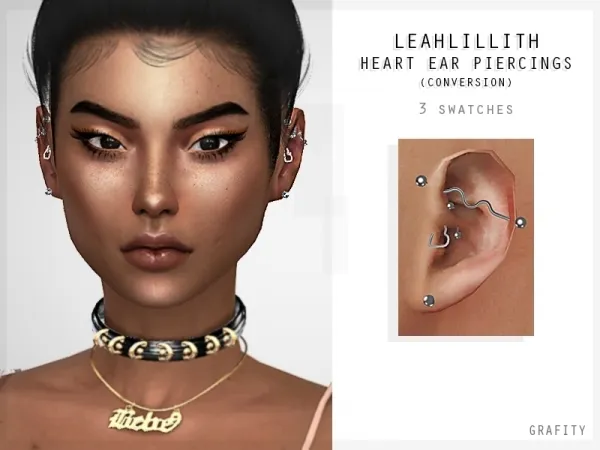 Alpha LeahLillith Heart Ear Piercings - The Sims 4 Custom Content