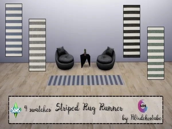 Alpha Striped Rug Runner by alixdekostube - The Sims 4 Custom Content