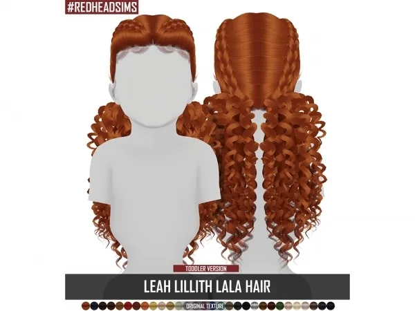 Alpha LEAH LILLITH LALA HAIR TODDLER VERSION by redheadsims - The Sims 4 custom content