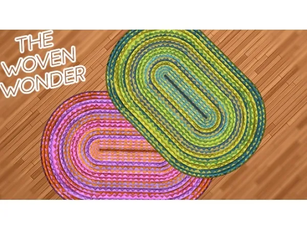Maxis Match 8 RECOLORS OF EAS WOVEN WONDER RUG by simsfinds - The Sims 4 Custom Content