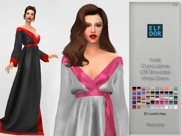 Tslok Concubine Off Shoulder Maxi Dress RC