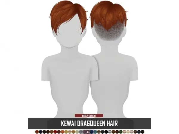 Alpha KEWAI DRAGQUEEN HAIR KIDS by redheadsims - The Sims 4 Custom Content