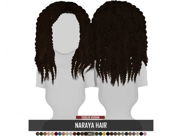 Alpha NARAYA HAIR TODDLER VERSION by redheadsims - The Sims 4 custom content