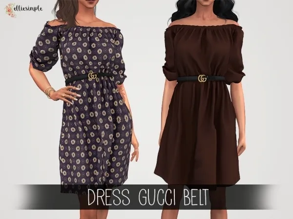 Alpha Elliesimple Dress Gucci Belt by elliesimple - The Sims 4 custom content