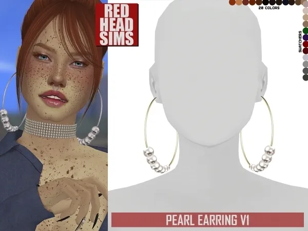 Alpha PEARL EARRING V1 by redheadsims - The Sims 4 custom content
