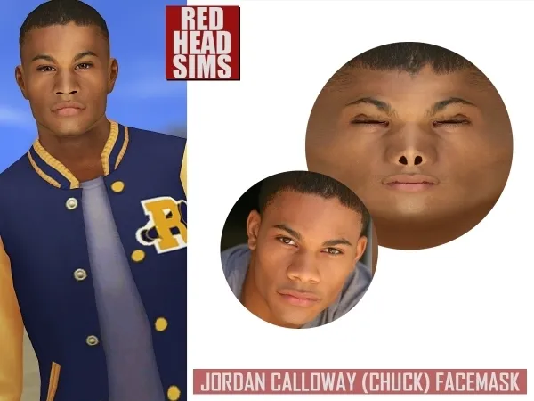 Alpha JORDAN CALLOWAY (CHUCK RIVERDALE) FACEMASK by redheadsims - The Sims 4 custom content
