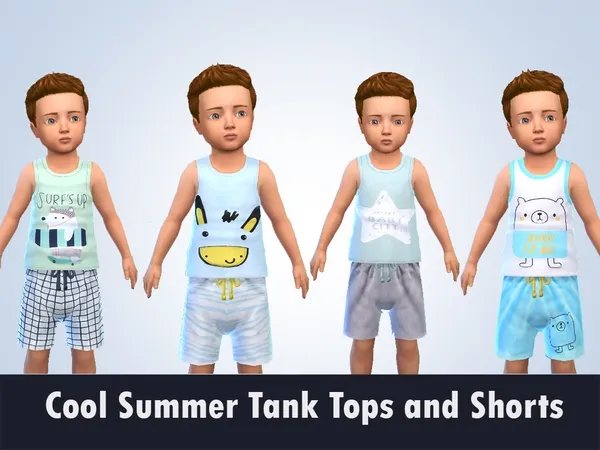 Alpha Cool Summer Tank Tops and Shorts Toddlers SP needed - The Sims 4 Custom Content