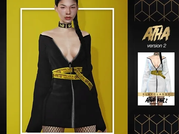 Alpha Slay Classy ATHA DRESS V2 by slayclassy - The Sims 4 Custom Content